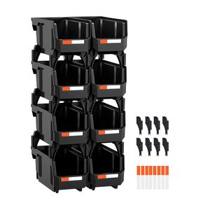 กล่องเก็บของพลาสติกแบบซ้อนได้ 8 ชิ้น ขนาด 10.9 x 5.5 x 5.1 นิ้ว สำหรับจัดระเบียบตู้เสื้อผ้า - Product Image 1