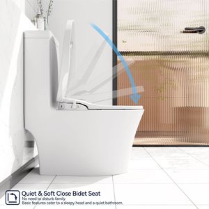 Sedile WC Bidet Intelligente con Seduta Riscaldata Regolabile e Temperatura e Pressione dell'Acqua Automatiche, Ugello Automatico, Bidet Portatile - Product Image 3