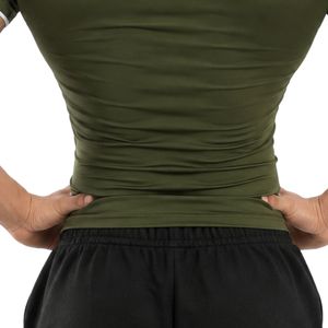 Men's Olive <b>Green</b> Slim Fit Crew Neck Short Sleeve T Shirt Plain Fitted Casual Basic Tee - Product Image 5