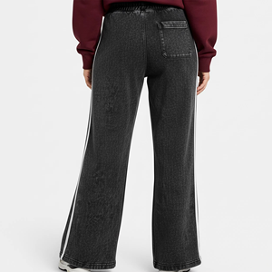 Pantalones Deportivos Anchos de Mujer, Color Negro, Lavado Ácido, Cintura Elástica, Estilo Casual Urbano, Ecológicos, Transpirables, de Algodón y Felpa - Product Image 2