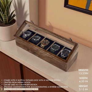Handmade Wooden Watch Box for Men and Women-Jewelry & Timepiece Storage & <b>Display</b> <b>Case</b> - Product Image 4