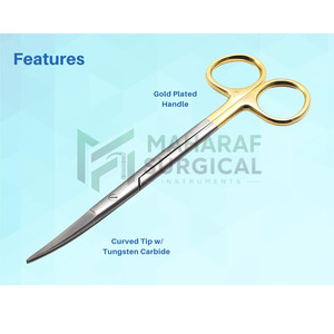 Ciseaux chirurgicaux en acier inoxydable courbés et droits pour interventions médicales, instrument de coupe de précision, qualité professionnelle supérieure - Product Image 6