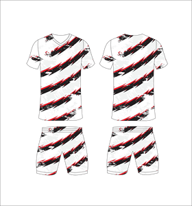 Custom Sublimation Soccer Jersey Set Men Black Charcoal Red Chevron <b>Brush</b> Stroke Pattern Football Uniform Quick Dry Training Kit - Product Image 4