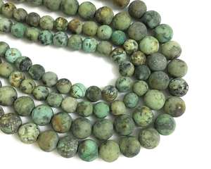 Perles rondes en pierre naturelle turquoise africaine mate, pour la fabrication de bijoux et les travaux manuels DIY - Product Image 4