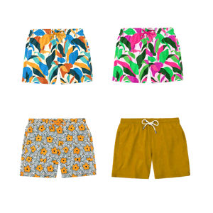 Short de bain mi-taille pour homme High Street, respirant, séchage rapide, imprimé floral par sublimation, short de surf durable et infroissable - Product Image 1