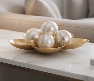 Moderno Cuenco Decorativo Dorado con Diseño Floral, Elegante Centro de Mesa para Decoración del Hogar, Adorno para Mesa de Comedor - Product Image 5