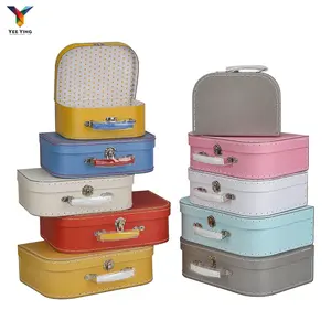 Custom Printed Mini Cardboard Children Baby Retro Colorful Suitcase Candy Gift Box Packaging Box With Handle