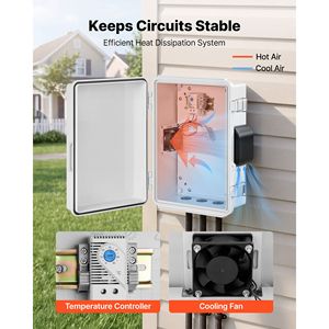 Outdoor ABS <b>Switch</b> Box Waterproof Electrical Thermostat Fan Junction Box with Mounting <b>Plate</b> Cable Grommets Ventil - Product Image 3