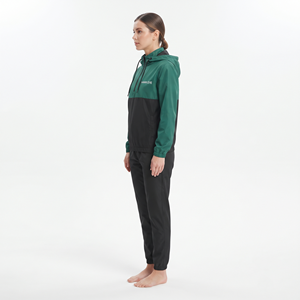 Custom Printing Women's Regular Fit Hooded Nylon Tracksuit Quarter Zip Color Block Sweatshirt and <b>Athletic</b> Pants Set - Product Image 4