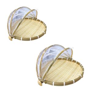 Premium Vietnamese BAMBOO TRAY with Foldable <b>Mesh</b> Net Fruit and Food Serving Tray Home Decor - Product Image 1