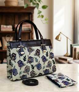 Bolso de Hombro/Bandolera de Lona con Estampado Geométrico Estilo Japonés Owl, Bolsa de Cosméticos con Correa Ajustable, Listo para el Verano y Viajes Diarios - Product Image 2