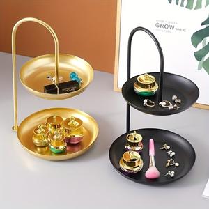 Organizador de Joyas de Lujo de Dos Niveles, Diseño de Bandeja Elevada, Plataforma de Almacenamiento que Ahorra Espacio, Estructura Estable, Organizador Elegante - Product Image 1