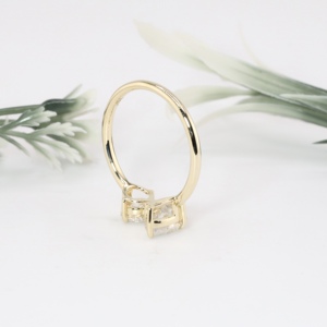 Anillo de Compromiso Toi Et Moi en Oro Amarillo, Clásico con Diamantes Cultivados en Laboratorio, Corte Marquesa y Redondo, Dos Piedras, Anillo de Boda, Joyería Fina para Mujer - Product Image 4