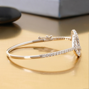 14K White and Yellow Gold <b>Infinity</b> Bangle Bracelet 2.27 CT Round Lab Grown Diamond IGI Certified Tennis Bracelets Style - Product Image 3