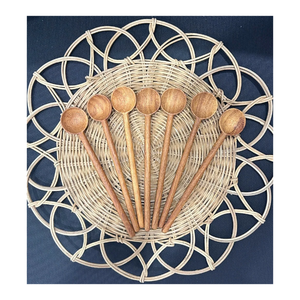 Cuchara de madera de acacia natural con mango largo, utensilios de cocina para hornear, sopas, ensaladas, degustaciones, cenas, hecha en Vietnam. - Product Image 6
