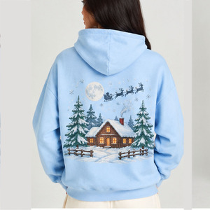 Sublimation <b>Christmas</b> Hoodie 100% Polyester Casual Style Personalized Holiday Pullover Custom Printed Snowman Design For <b>Women</b> - Product Image 2