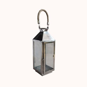 Silver Metal <b>Candle</b> Lantern Curved <b>Arch</b> Handle Open Top Glass Panel Square Iron Frame Tabletop Centerpiece Decor - Product Image 6