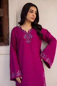 Kurta en coton pour femmes, coupe ample, longueur normale, broderie traditionnelle, vêtements ethniques violets, style Inde Pakistan, tenue décontractée pour les fêtes - Product Image 4
