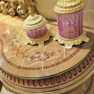 European Royal Classic Solid Mahogany Dressing <b>Table</b> with Oval <b>Mirror</b> Full Gold Carved Antique Vanity for Resort Villa Bedroom - Product Image 6