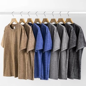 T-shirt en coton surdimensionné pour homme, couleur unie, manches courtes, col rond, décontracté, devant uni, logo personnalisé, jersey tricoté respirant - Product Image 2