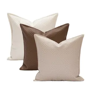 友好北欧现代压花编织设计靠垫套客厅沙发实心枕套法兰枕套