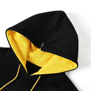 Sudadera con Capucha Personalizada con Bloques de Color |   Sudadera con Capucha Holgada de Estilo Urbano para Hombre con Bolsillo Canguro en Contraste y Dobladillo a Rayas OEM - Product Image 5