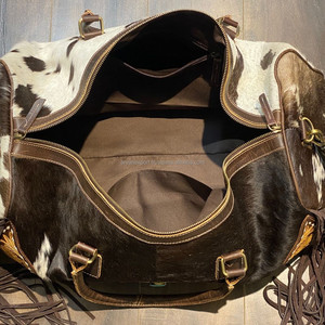 Premium fait à la main personnalisé usiné à la main en cuir de vachette frange sac de sport Weekender voyage organisateur en cuir véritable unisexe Duffle - Product Image 6