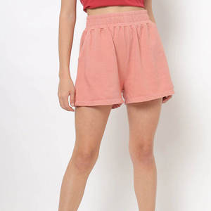 Shorts de Mujer Color Durazno, Cintura Elástica, Transpirables, con Botones, Estilo Urbano, Ligeros, Corte Regular, para Verano - Product Image 1