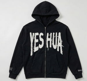 Sudadera con Capucha de Forro Polar de 160g para Hombre, Negra, Lavado Ácido, con Cierre y Parche Bordado en 3D, Talla Grande, de Micah Corporation - Product Image 2