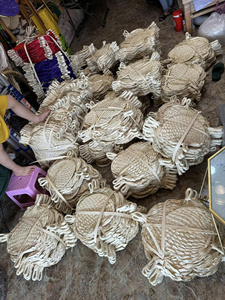 Abanico Grande Hecho a Mano de Bambú y Ratán, Decoración de Pared Tejida de Estilo Vintage para Sala de Estar, Arte Estético - Product Image 3