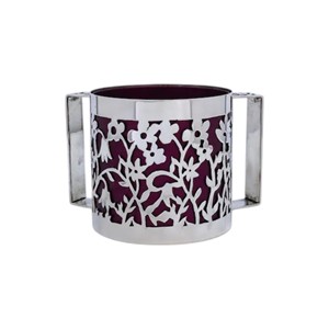 Taza Decorativa con Diseño Floral y Inserto Color Borgoña, Elegante Recipiente para Lavado de Manos - Product Image 1
