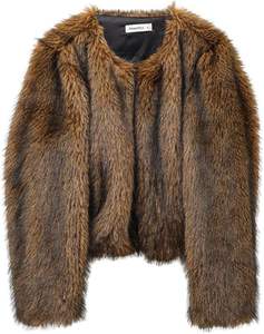 Manteau en fausse fourrure de renard blanc uni, surdimensionné, long et large, avec grand col en peluche, pour femmes - Product Image 1