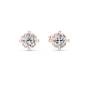 Pendientes de Oro Rosa de 14K con Corte Cojín, Certificados IGI, Cultivados en Laboratorio, Solitario Clásico de 5.00mm |   Artículos de Lujo con Sello del Reino Unido - Product Image 4