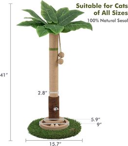 Arbre à gratter pour chat de 35 pouces de haut, écologique et durable, avec construction en bois et plastique, jouet avec trou pour souris pour chats d'intérieur - Product Image 6