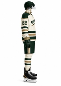 Ensemble d'uniformes de hockey sur glace pour hommes adultes, impression par sublimation personnalisée, jersey respirant en polyester, pantalon, gants, patins - Product Image 5
