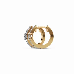 Round & Oval Elegance Pave Diamond Hoops <b>Earrings</b> in 18K Yellow Gold Diamond <b>Earrings</b> <b>Fine</b> Diamond Jewelry for Wholesale Export - Product Image 2