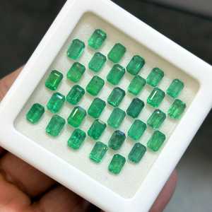 มรกตธรรมชาติทรงเหลี่ยม 6x4 มม. สีเขียวสดใส ปรับขนาดแล้ว พลอยเม็ดเดี่ยว 1 ชิ้น BALAJI GEMS JEWELLERY ขายส่งสำหรับทำเครื่องประดับ - Product Image 1