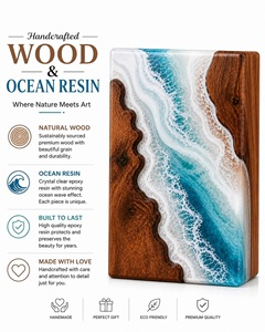 Ocean Resin Wooden Urn <b>Box</b> Handmade Coastal Epoxy <b>Memorial</b> Keepsake American Style Eco-Friendly Durable 220 Cubic Inch Capacity - Product Image 5