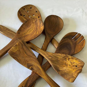 Premium Natural Wood 6-Piece <b>Kitchen</b> <b>Utensil</b> <b>Set</b> with Spoons Dishwasher Safe - Product Image 1