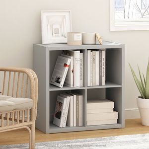 <b>Light</b> Grey 4-<b>Cube</b> Open Back Decorative Organizer Cubicle Storage Bins - Product Image 3