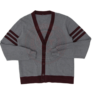 Cárdigan de Punto Acrílico Gris con Logotipo Bordado Griego para Hermandades y Fraternidades, Cuello en V, Suéter Unisex de Manga Larga para Universidad - Product Image 1