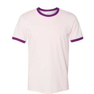Men's <b>Ringer</b> <b>T</b>-<b>Shirt</b> Short Sleeve O-Neck Contrast Trim Regular Fit Casual 100% Cotton Knitted Solid Color - Product Image 3