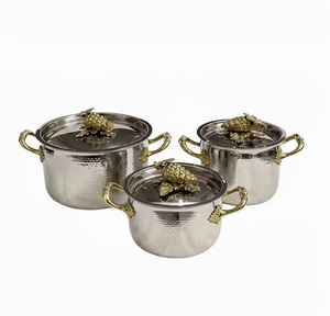 Juego de tapas de calabaza de acero inoxidable plateado brillante con textura martillada para 4 cacerolas Ruffoni y sartén antiadherente duradera - Product Image 2