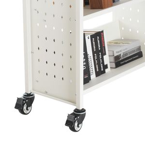 Carrello Porta Libri a Rotelle Monofacciale con Capacità di 150 Kg, 77 x 38 x 122 cm, Ripiani a V in Acciaio, Serratura da 3 Pollici - Product Image 4
