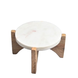 VISHAL HANDICRAFT Classic High Standard Antique Design Wooden Marble <b>Cake</b> <b>Stand</b> for Kitchenware Tabletop Decoration Low Price - Product Image 1