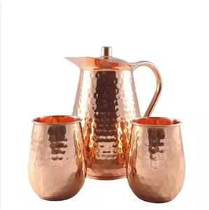 Elongated Hammered Pure Copper Water Pitcher <b>Jug</b> Ayurvedic Drinkware Health Benefits Serving Vessel Hotel Catering Supplies - Product Image 2