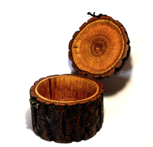 Natural Tree Bark <b>Wooden</b> Jewelry Box Rustic Round Log Slice Storage Case Decorative Handcrafted Trinket Organizer Chest - Product Image 1