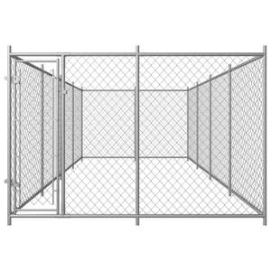 Grand enclos pour chien en acier galvanisé argenté, cage rectangulaire pour animaux de compagnie - Product Image 3