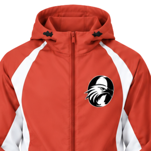 <b>Coral</b> Red White Panel Hooded <b>Jacket</b> Full Zip Custom Sports Windbreaker Lightweight Athletic Training Outdoor Team Uniform <b>Jacket</b> - Product Image 3