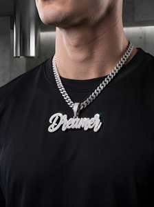 RCK Global Iced Out Handwritten DREAMER Pendant 925 Silver VVS Moissanite Jewelry <b>Custom</b> Cursive <b>Name</b> <b>Necklace</b> Gift for Him/Her - Product Image 2